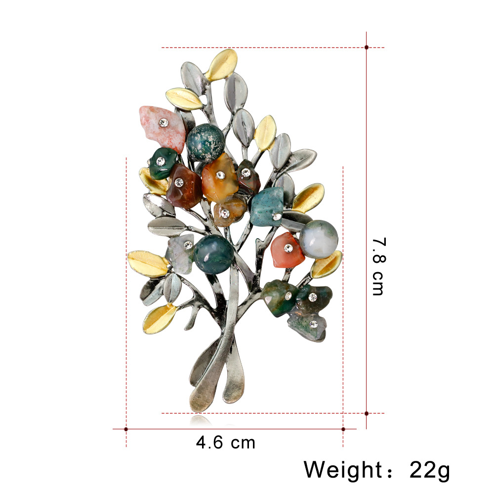colored stone christmas tree brooch size information
