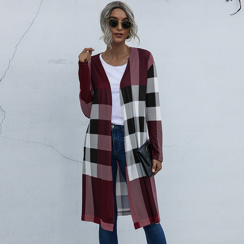 Autumn Plaid Fashion Unbuttoned Straight Cardigan Jacket Women – CHIZLA