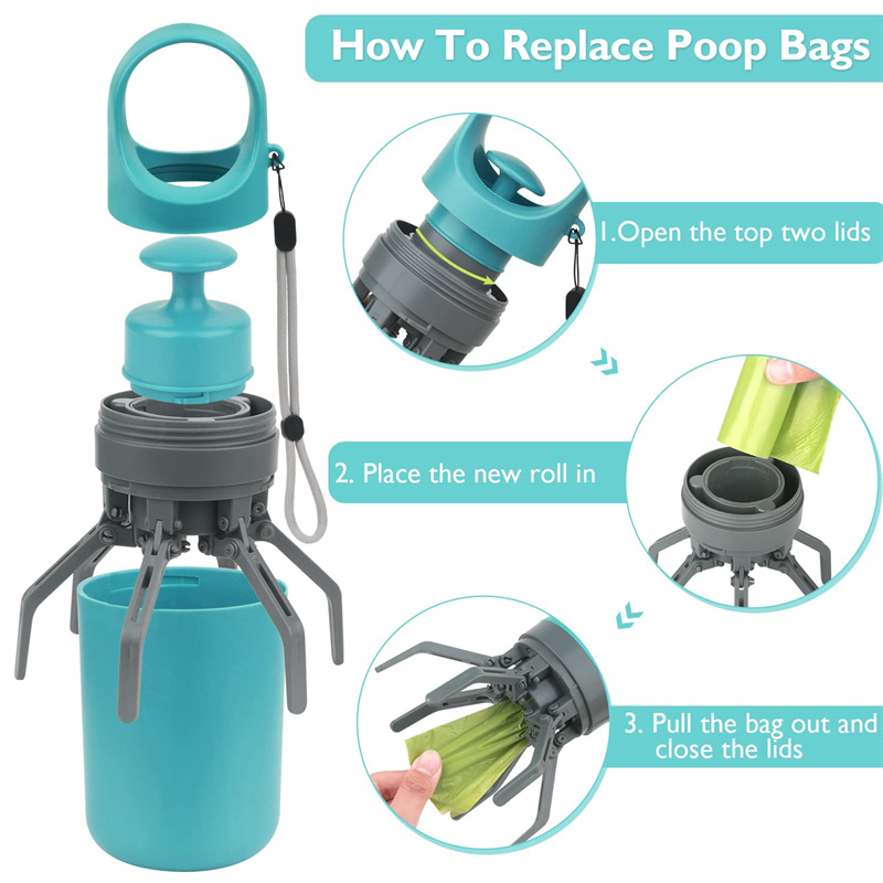 Dog Pooper Scooper With Built-in Poop Bag Dispenser Eight-claw Shovel For Pet Toilet Picker Pet Products