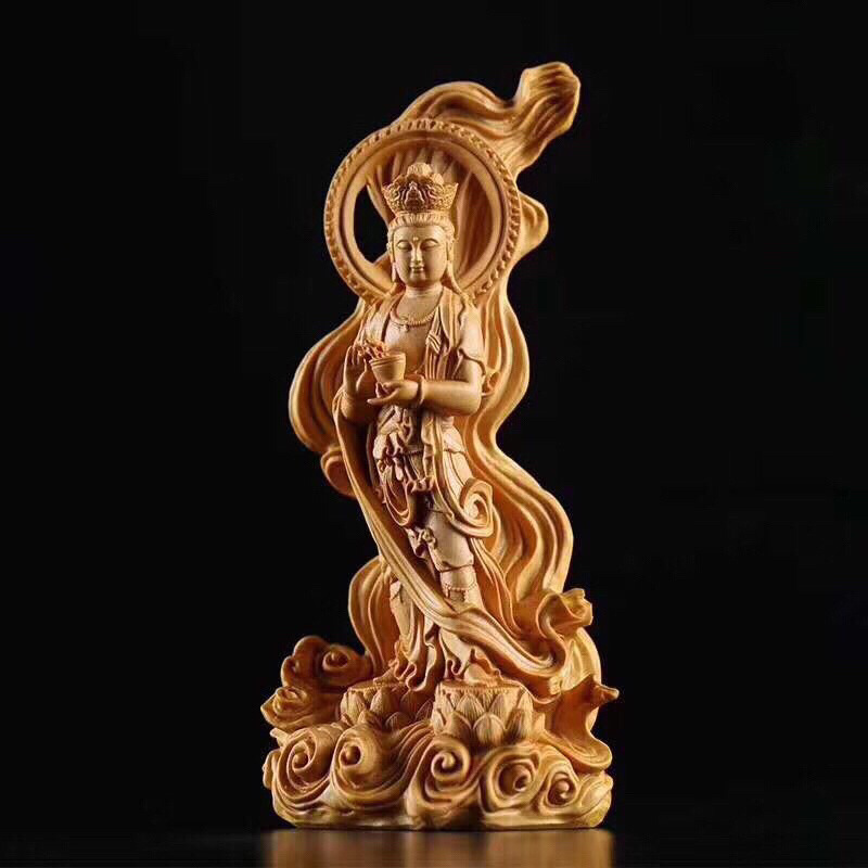 Thuja Crossing The Sea Guanyin Wood Carving Craft Gift Home Decoration ...