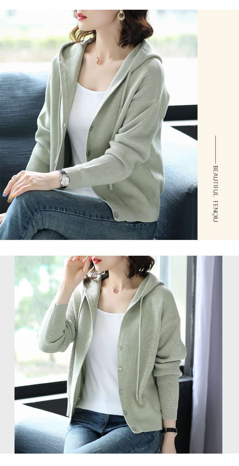 a2d62ff4 43b2 4bc0 be55 2cea4d38d59e Hooded Sweater Coat Women Long Sleeve Single-breasted Sweaters Clothes