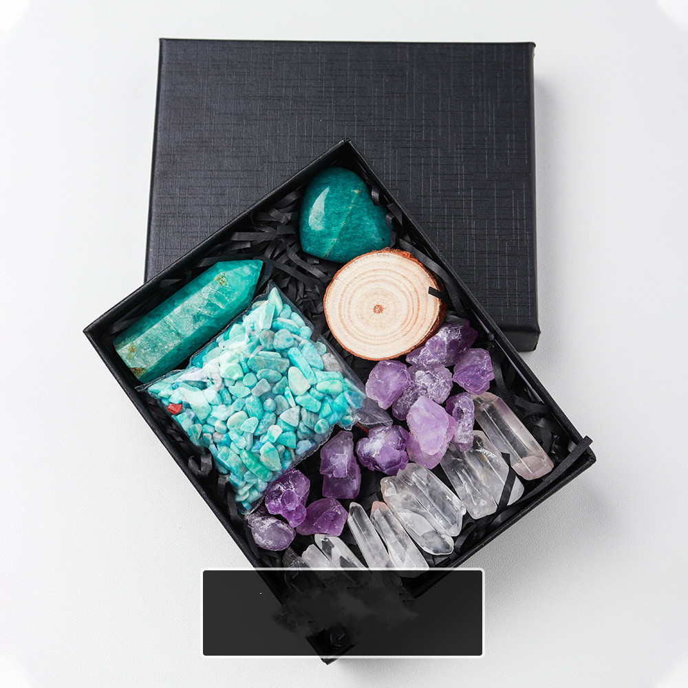Natural Crystal Rough Pillar Collection Crushed Stone Gift Set