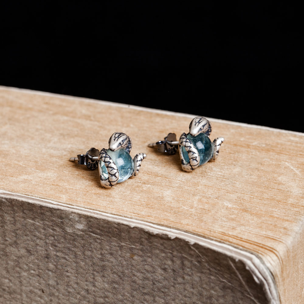 Grazia Jewelry Blue Topaz Snake Stud Earrings