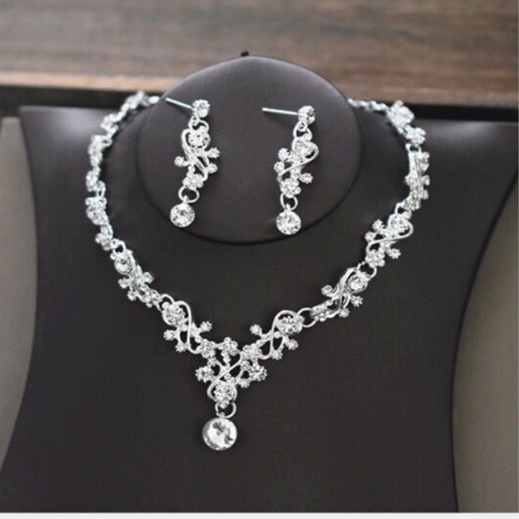 3pcs Rhinestone Crystal Crown Jewelry Set