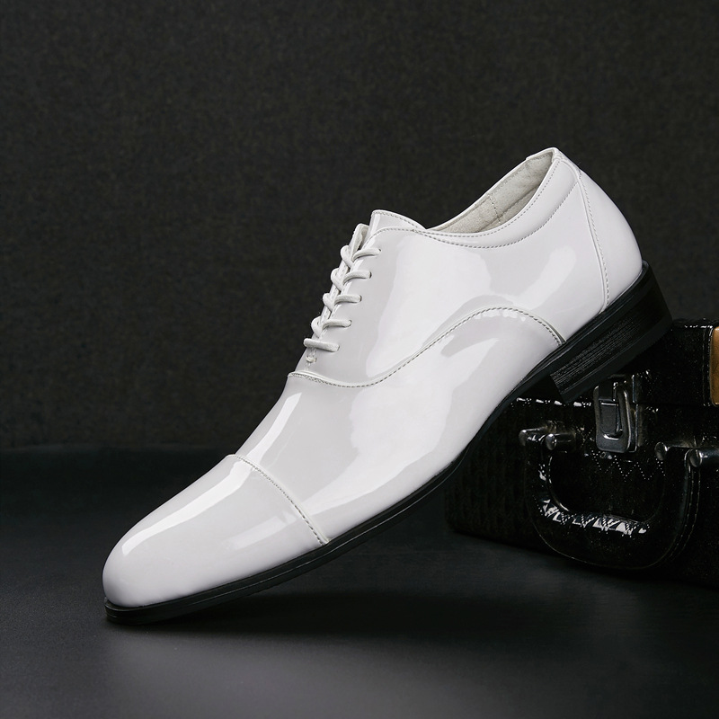 Men's Leather Three-joint White Formal Office Shoes