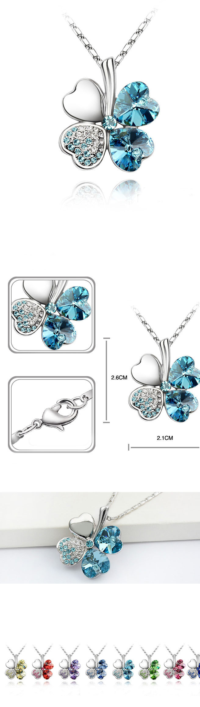 a59ad2a0 aadd 4143 8dd1 fb2c3645d6d8 - Four-leaf clover crystal necklace earrings