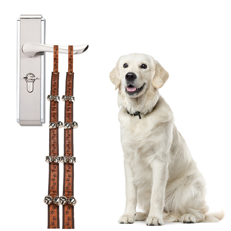 This unique door knob bell rope for dogs is the perfect solution for pet owners who want to train their dogs to ring the bells when they need to go outside or for owners who want to keep their dogs entertained and active. The bell rope can be hung from a door knob, allowing your dog to ring the bells to get their owner's attention or play and ring the bells to their heart's content. With its durable construction and fun design, this door knob rope is sure to be a hit!