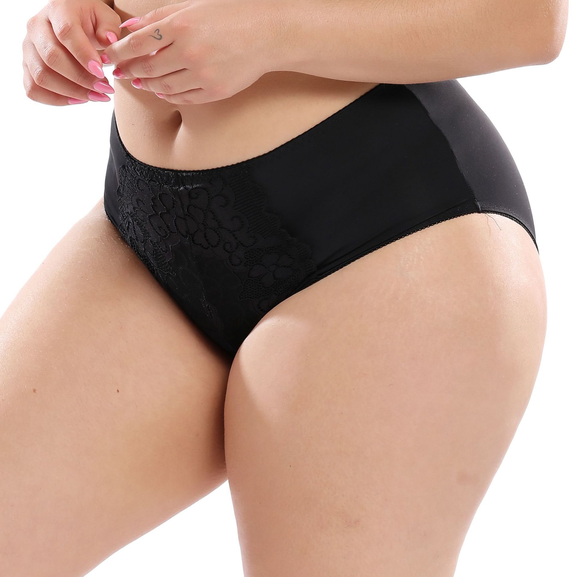 Plus-size women's underwear cute lace high waist briefs