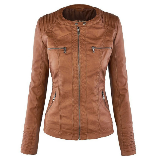 Europe Hot Removable Solid Leather Jacket Lapel Ms. shopper-ever.myshopify.com