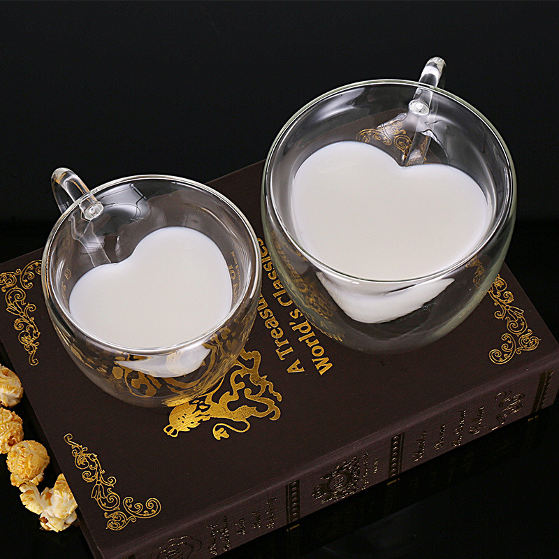 Venice clear glass heart shaped coffee cups