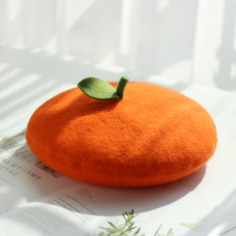 kawaii orange fruit beret