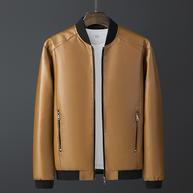 ab2fb39d ffa1 425a bbec 8323b33682a0 - Fashion Trend Stand Collar Long Sleeve Leather Jacket