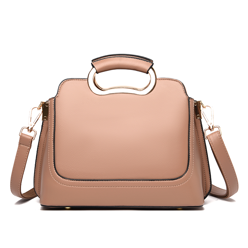 Solid Color Lychee Pattern Doctor Bag Metal Handle Handbag shopper-ever.myshopify.com