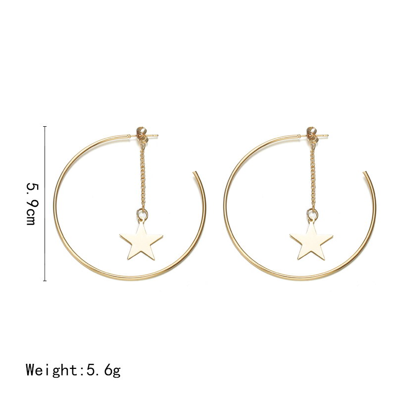 abcee712 a709 410a a7b6 6e654587692a - Simple Hoop Earrings For Women Hollow Round Circle Earrings With Star Decorated Earrings Golden Color Ear Jewelry