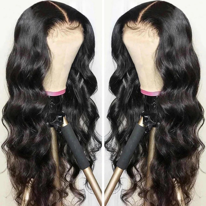 Synthetic Front Lace Wavy Natural Black Wig