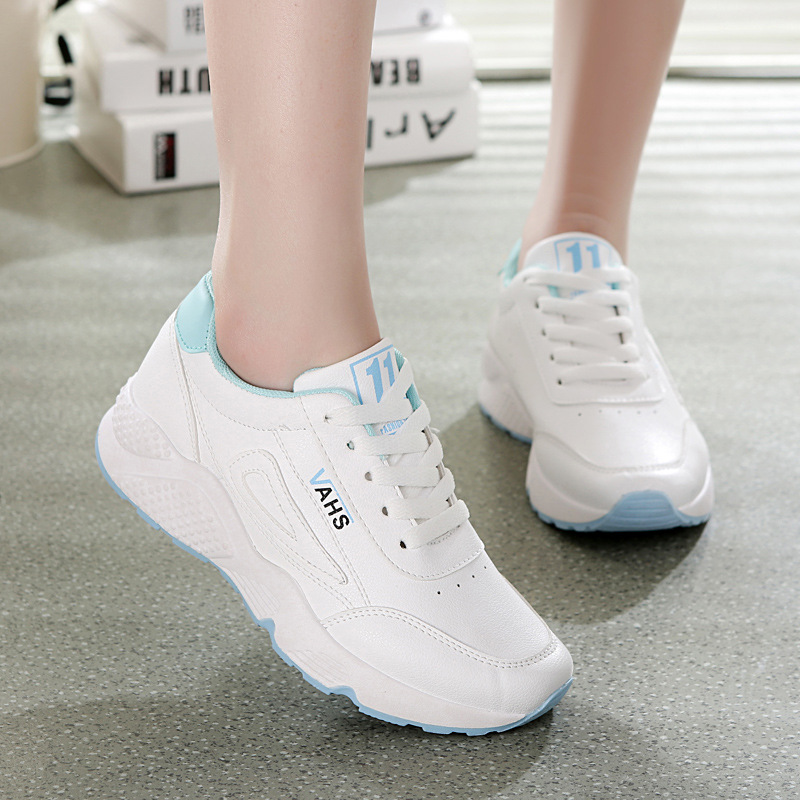 Platform white running shoes
