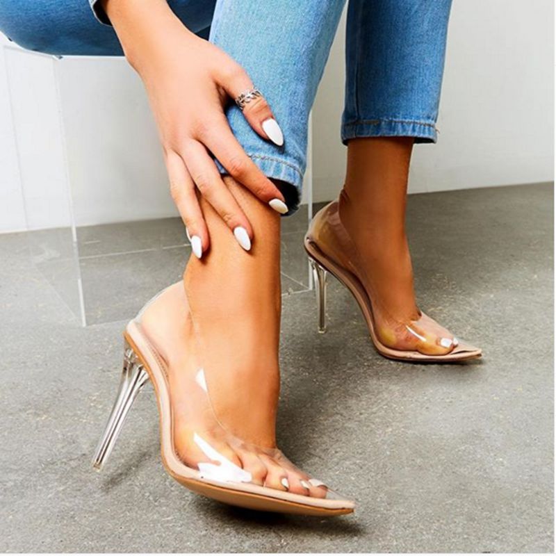 Women's Transparent Pumps Pointed Low-cut Stiletto Heel