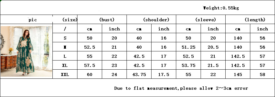 middle eastern sequin dress size information