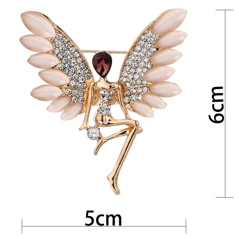 crystal opal angel wing brooch size information