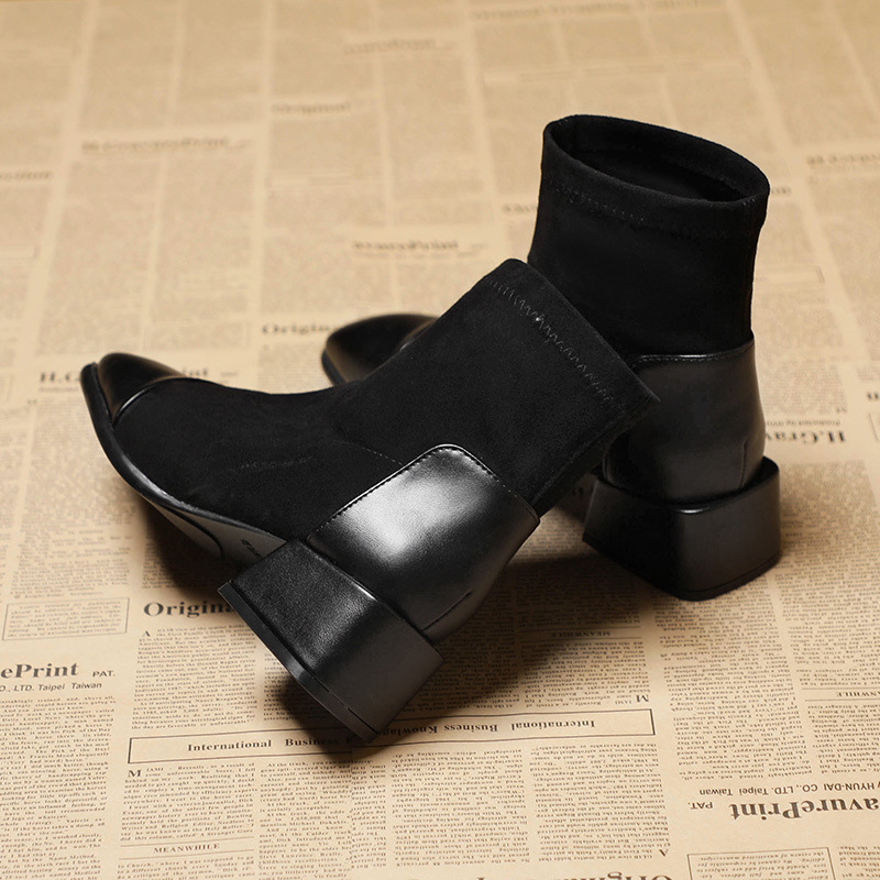 Women''s Short Boots Autumn And Winter New Versatile Thick Heel Shoes