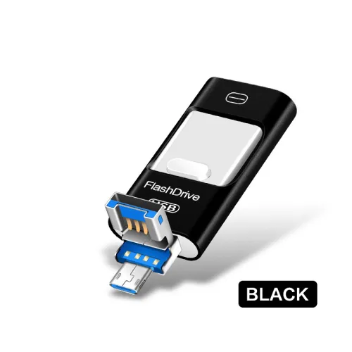 Color: Black, capacity: 128GB - Universal Three-in-one USB Drive For Mobile Phone And Computer