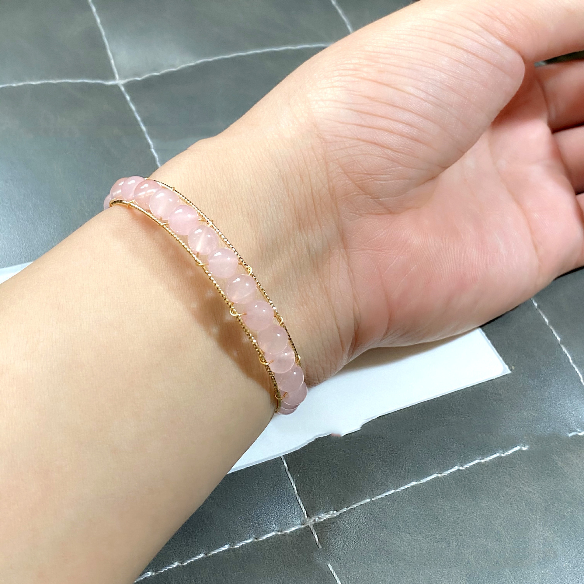 14k Gold Wire Wound Crystal Hand Bracelet CJdropshipping