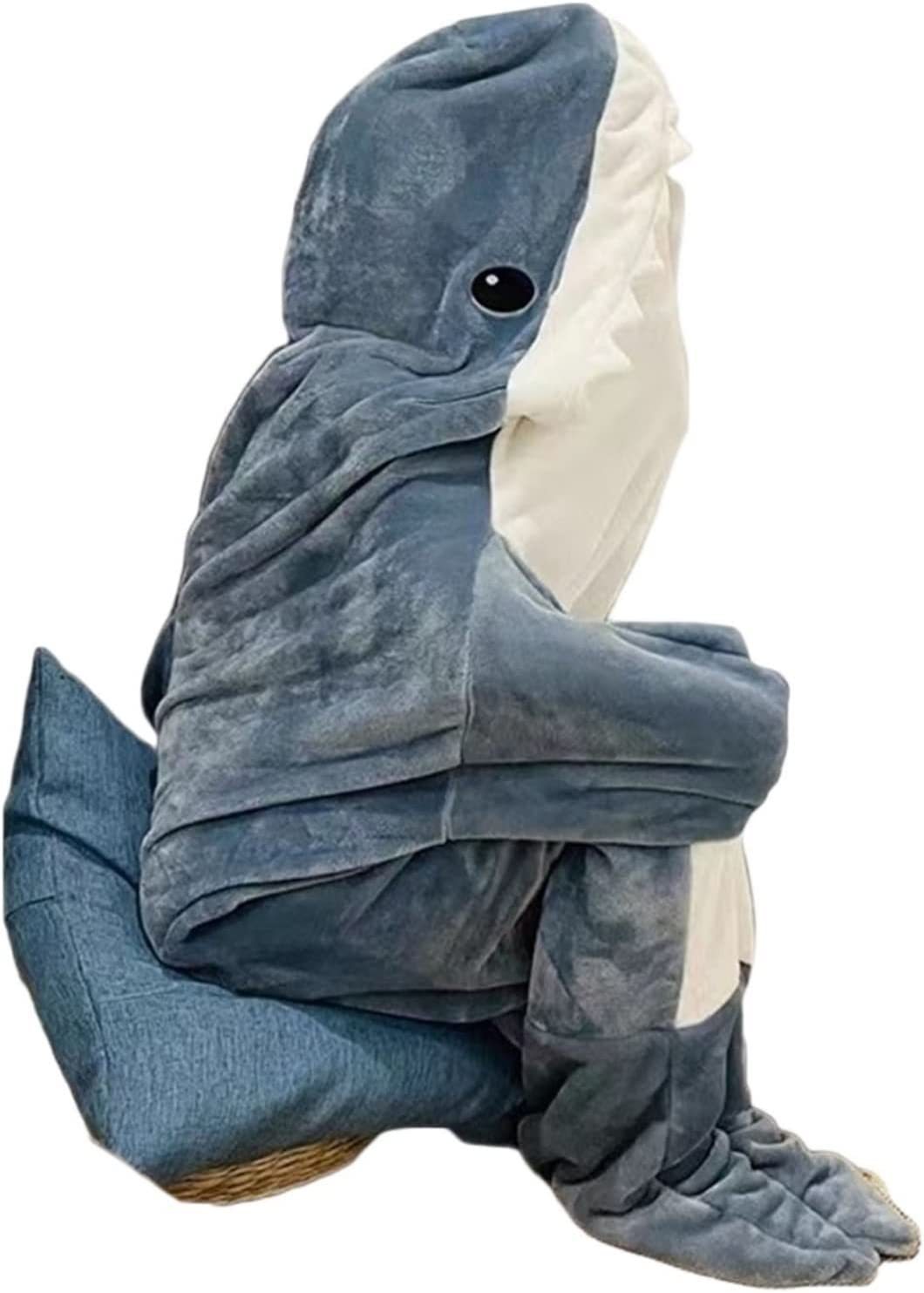 SnuggleShark" Hooded Flannel Shark Blanket - Cozy Comfort with a Playful Twist