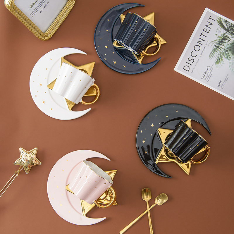 Creative Ceramic Cup With Star And Moon Saucer - CJdropshipping