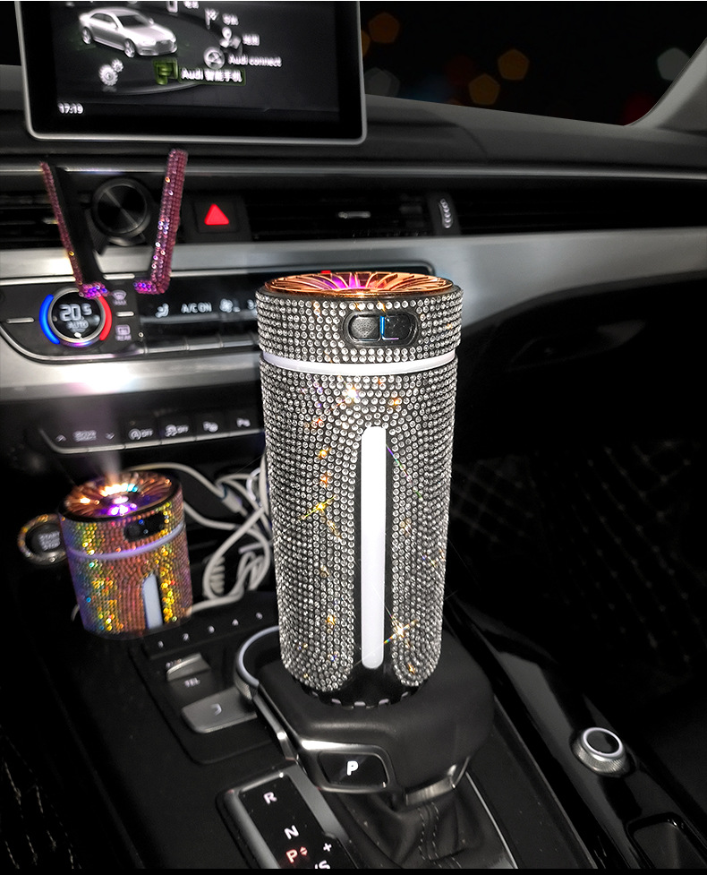 LED Diamond Car Humidifier & Diffuser - Luxury Air Purifier, Aromatherapy for Women