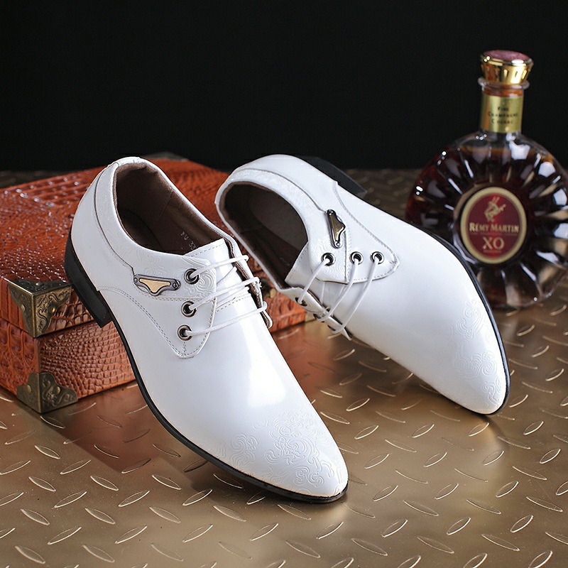 white Men's Formal Genuine Leather Shoes 