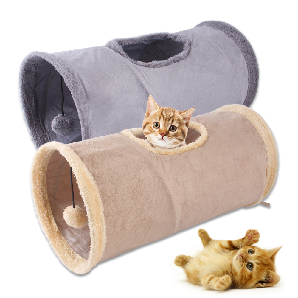Packable Folding Suede Cat Channel Toy Drill Bucket 8