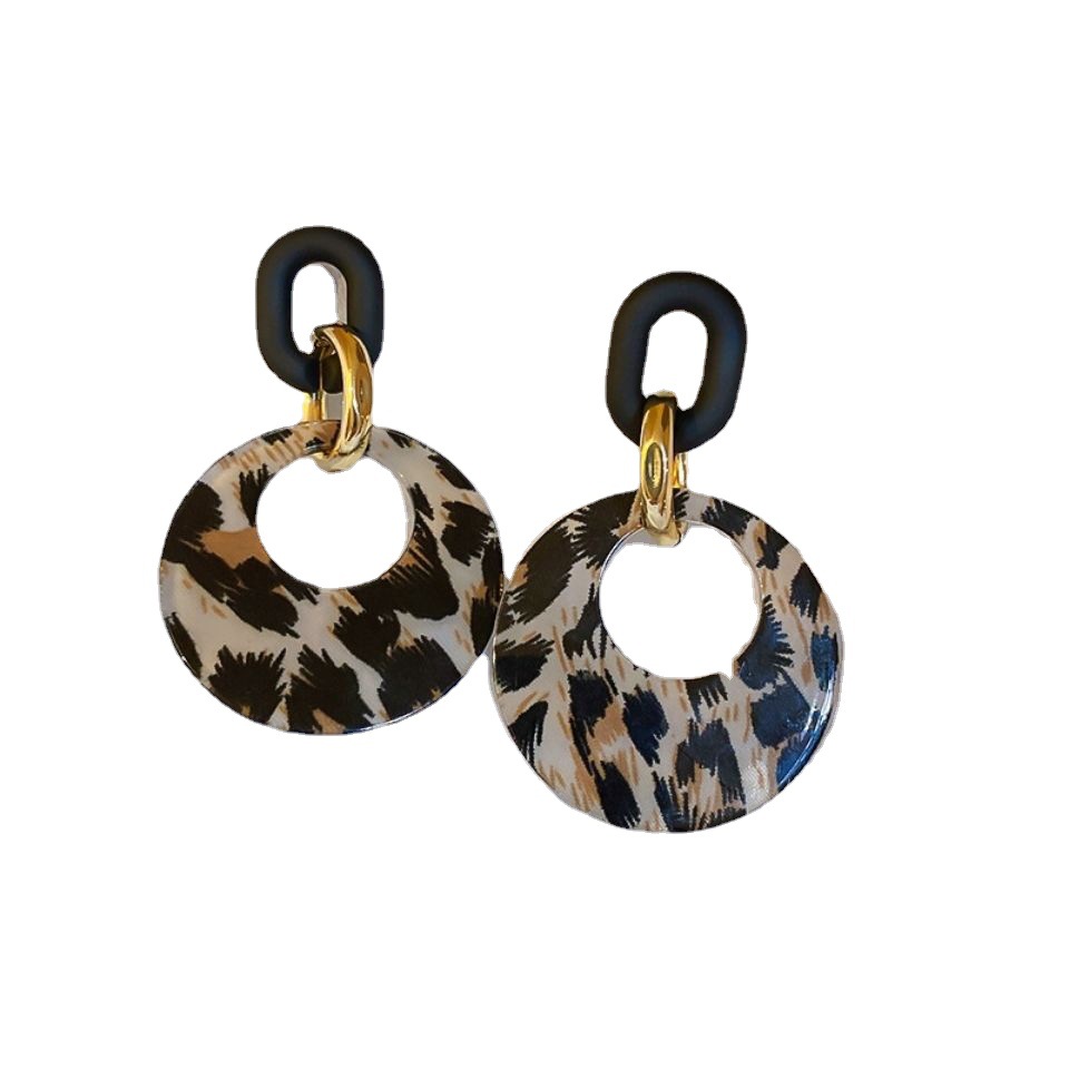 Ladies Leopard Print Resin Earrings