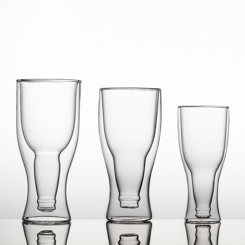Portland double walled pilzner glasses with bottle shape inside 250, 350, 420 ml