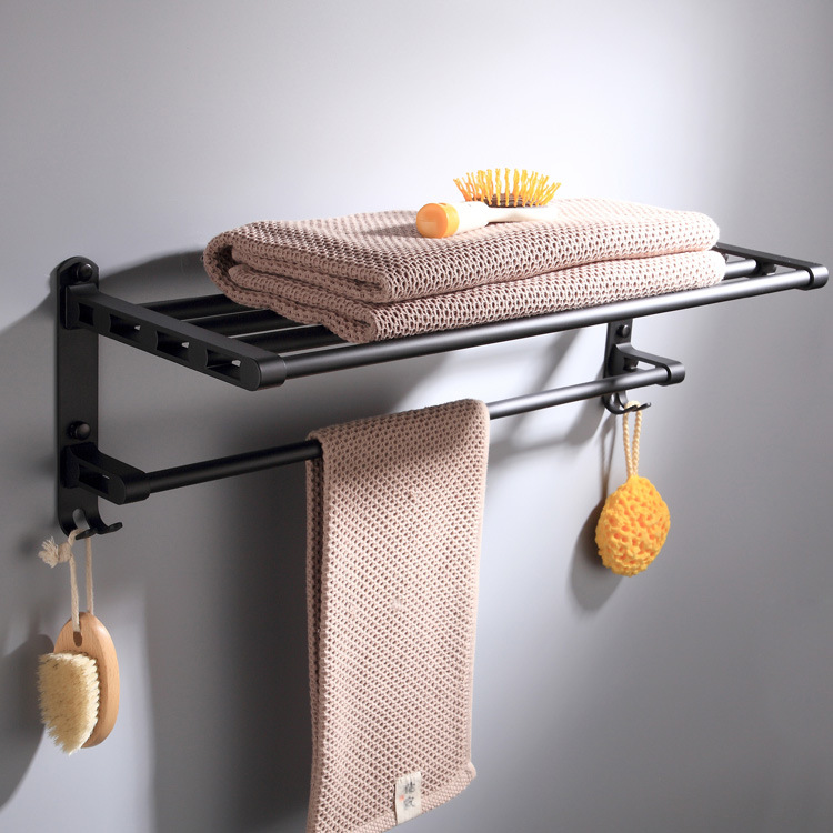 Bathroom Wall-mounted Matt Black Space Aluminum Bath Towel Rack ...