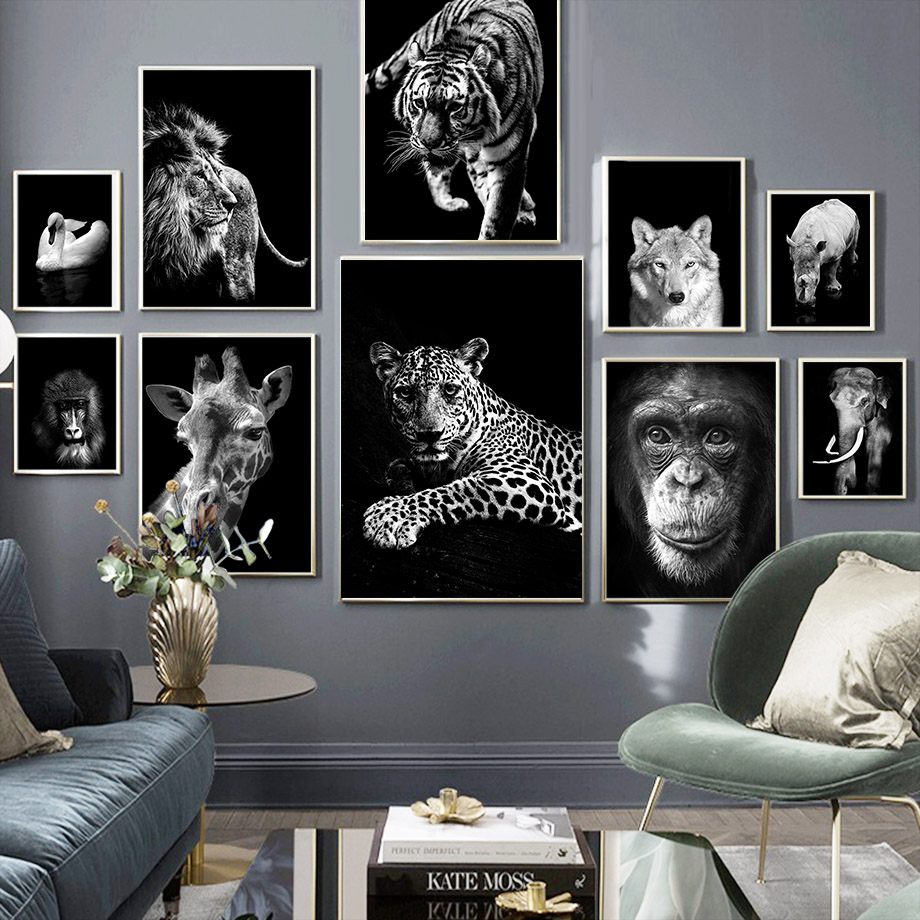 Animal Canvas Poster Art Painting Wall Room Decor Frameless ...