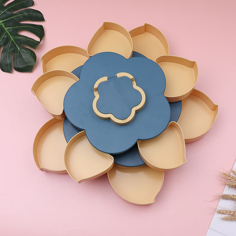 Creative Petals Doublelayer Rotation Dried Fruit Snack Plate