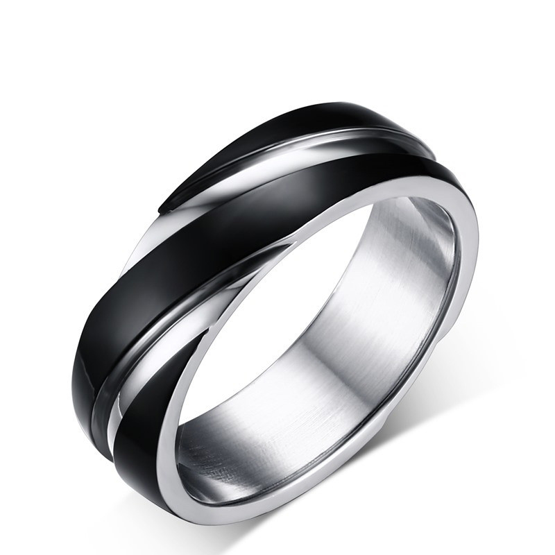 bee28b11 f55e 4020 94e0 862565b4c7b3 - Black Titanium Steel Twill Men's Ring