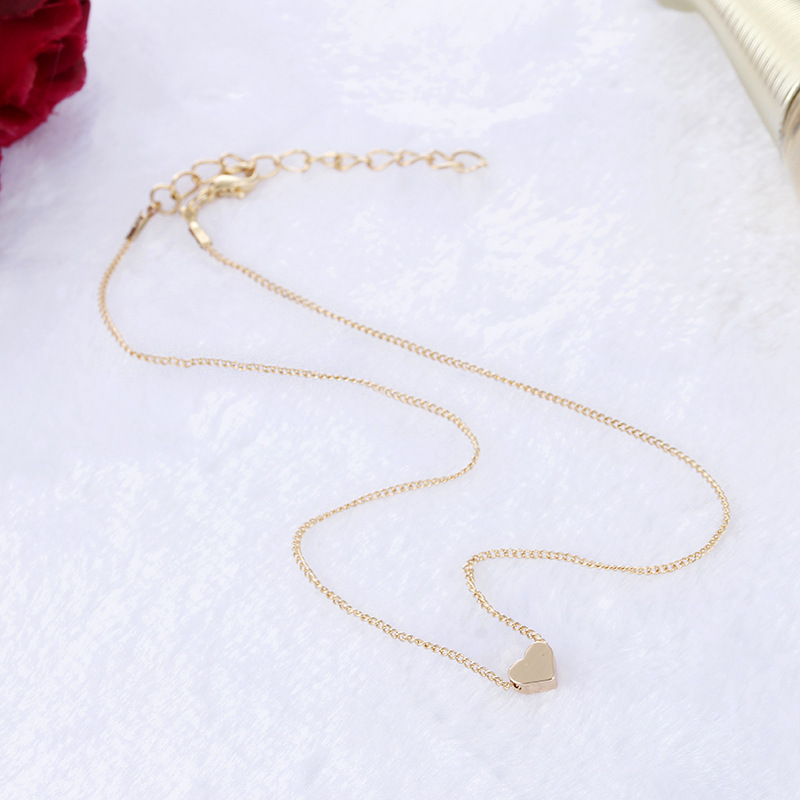 bee90086 9bc2 422e b65a f619f4682396 - Simple Fashion Gold color Double-sided Love Pendant Necklaces Clavicle Chains Necklace Women Jewelry Gift