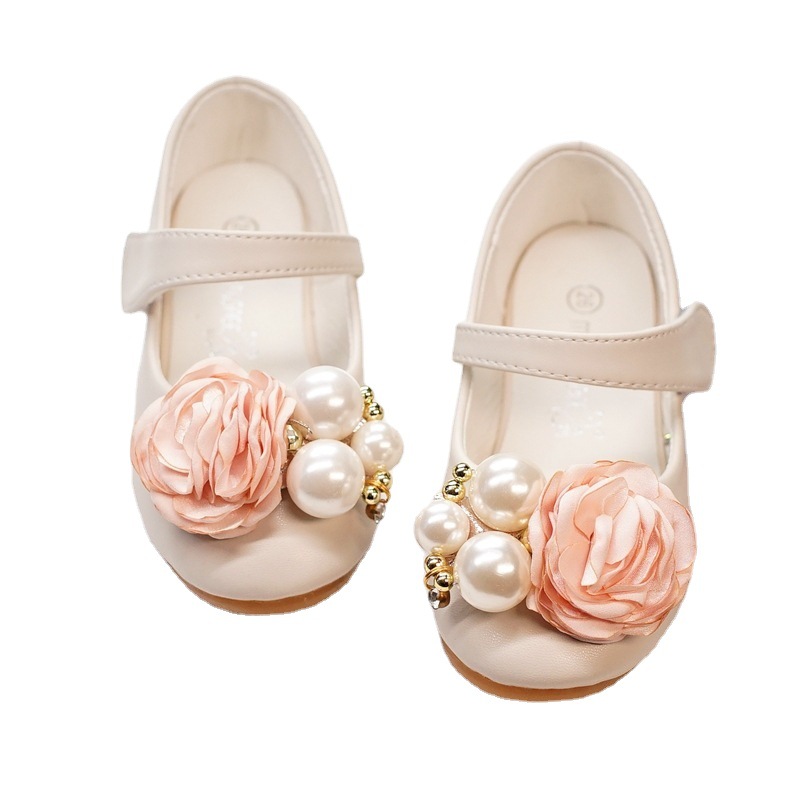 little girl shoes with flower for party and wedding white and pink shoes حذاء اطفال للحفلات و المناسبات