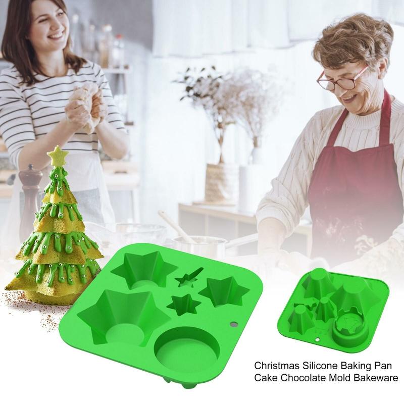 3 Holds DIY Christmas Tree Silicone Cake Mold For Baking