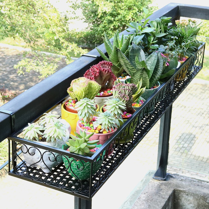 Balcony Railing Flower Rack Hanging Iron Plant Shelf Frame CJdropshipping