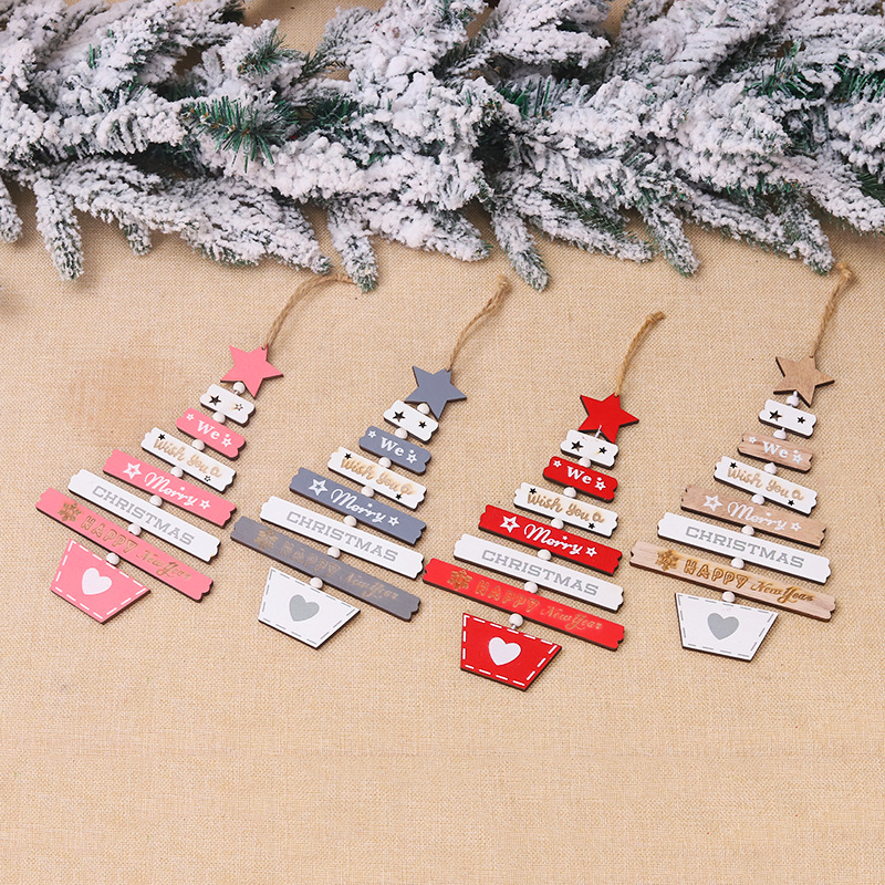 Color Wooden Creative Letter Christmas Tree Pendant