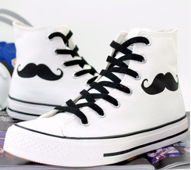 Punk style, calico head shoes personality trend high help canvas shoes men and women pair shoes leisure shoes.