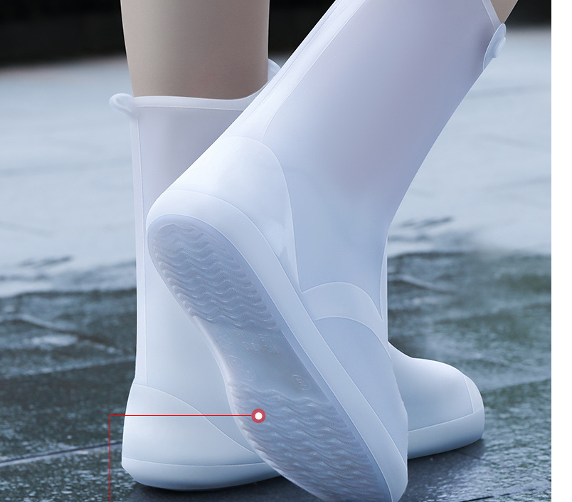 New White PVC Rain Shoes Covers Men Women Shoe Protection High Top Shoe Covers Reusable Women's Water Resistant Shoes Foot Cover