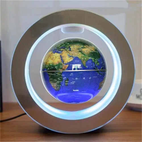 Color: Blue us - Round LED World Map Floating Globe Magnetic Levitation Light Anti Gravity Magic