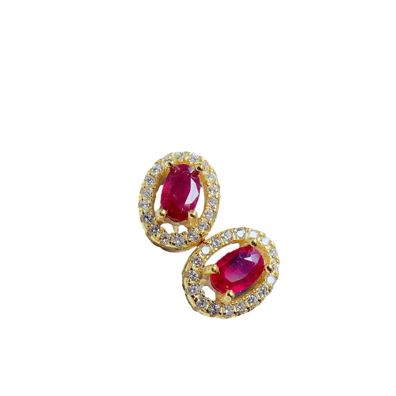 925 Silver Stud Earrings with Natural Ruby