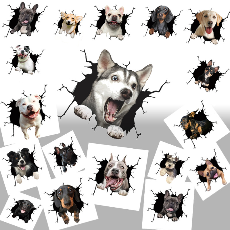 c5a70d26 fcdb 4fd8 8657 d829584517b4 - Animal Wall Stickers All Kinds Of Puppy Creative Hole Car Window Electrostatic