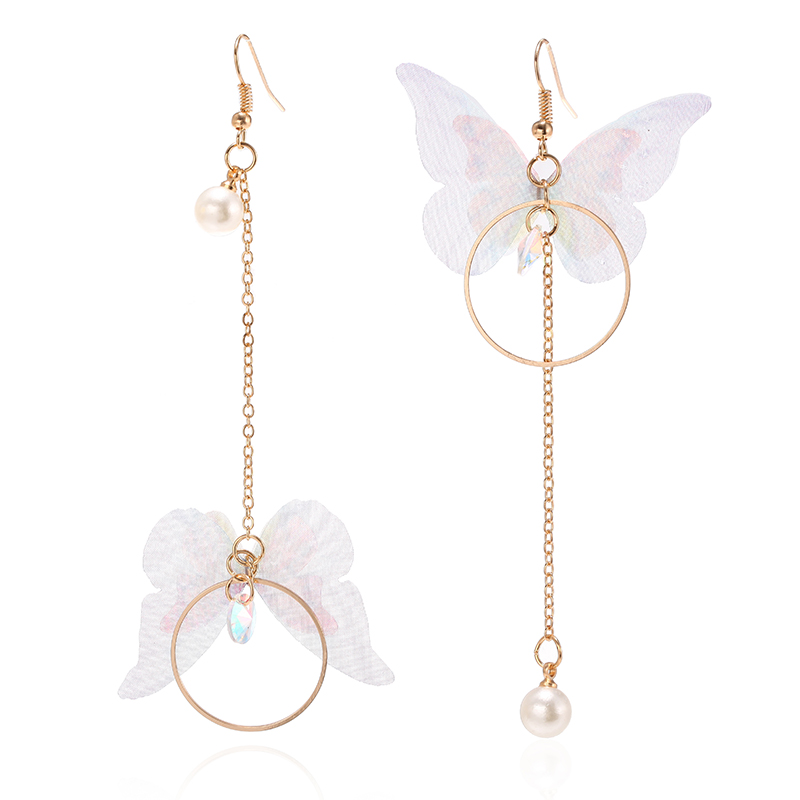 c6458350 e3ec 41f7 b3e0 e77bc5359965 - Hot Trendy Fairy Yarn Asymmetric Butterfly Long Earrings For Girl Ear Adornment Alloy Circle Rhinestone Pendient Jewerly