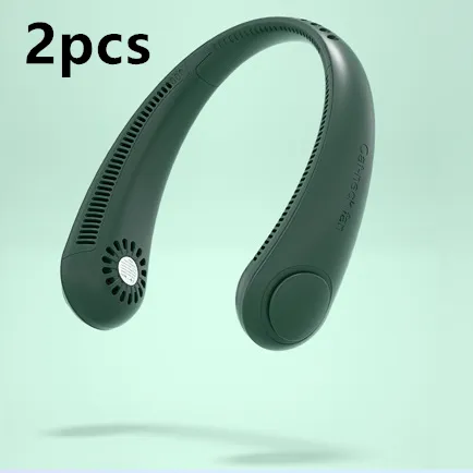 Color: Green2pcs, power: USB - New Hanging Neck Fa