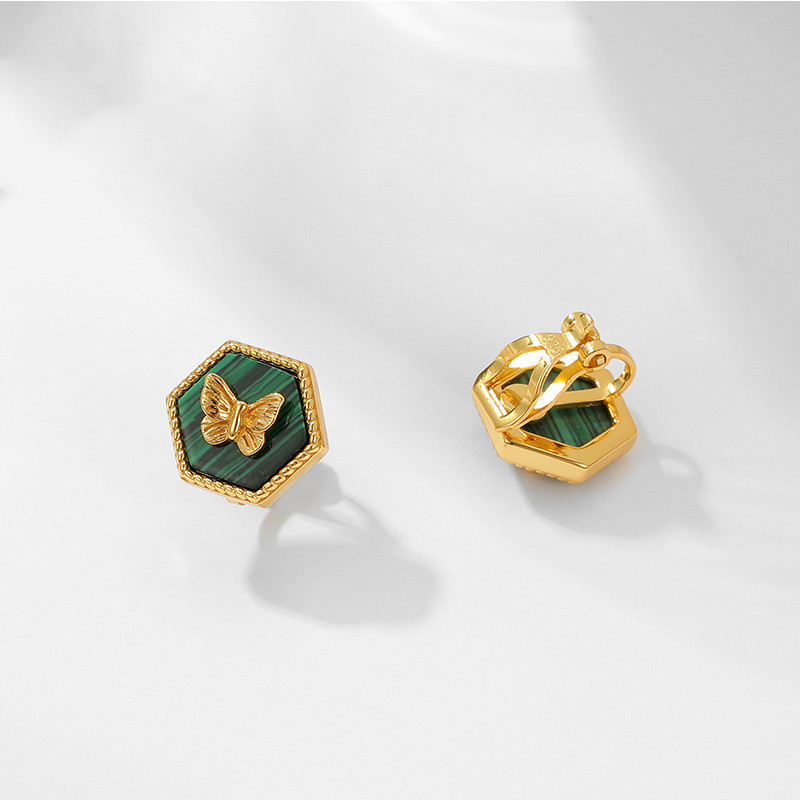 Grazia Jewelry Malachite Butterfly Button Earrings